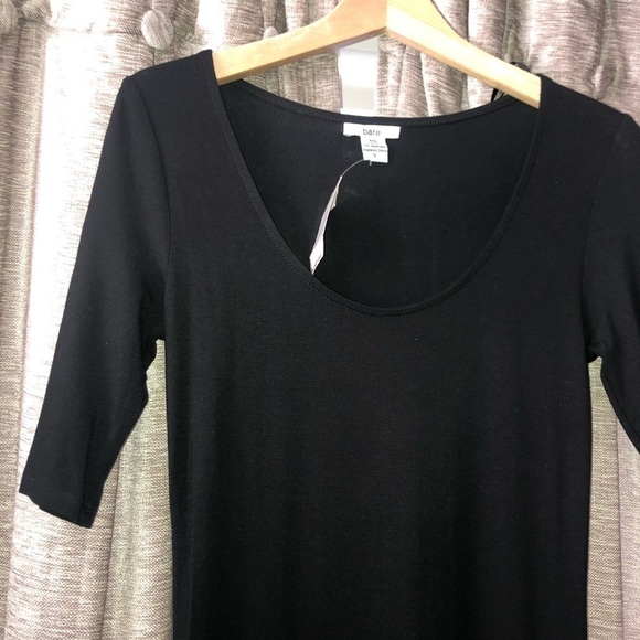 NWT Bar III Basic Black Short Sleeve Bodycon Midi Dress Size Small - Picture 3 of 8